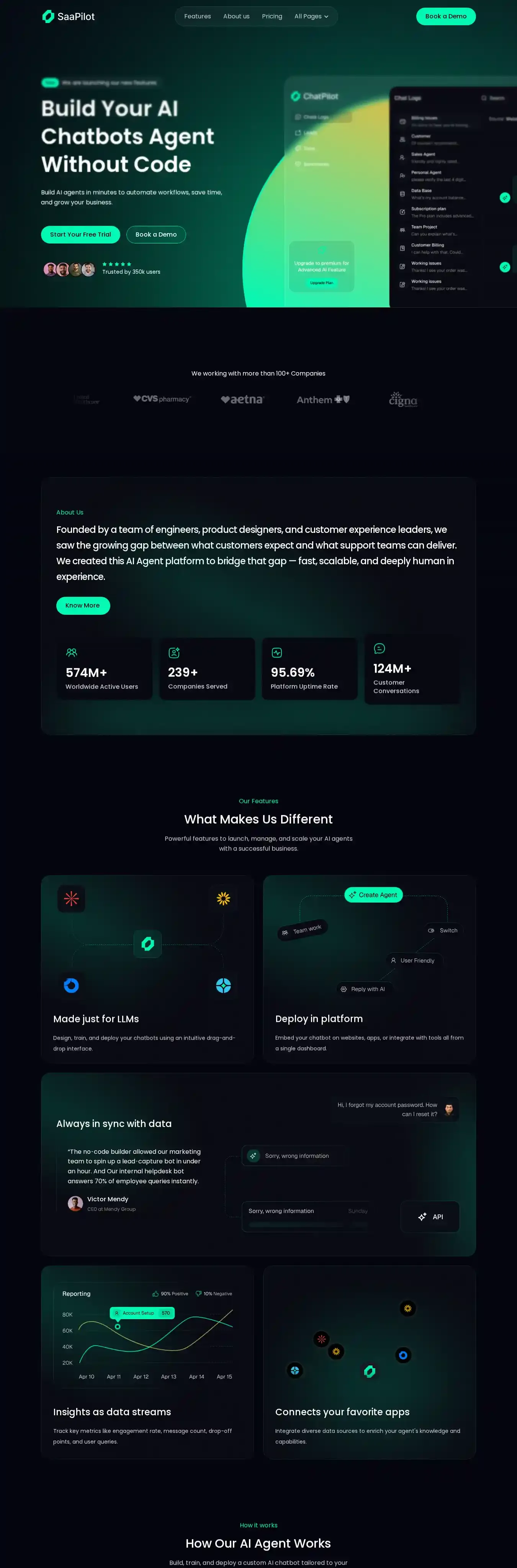 Saapilot - Tech home page on desktop