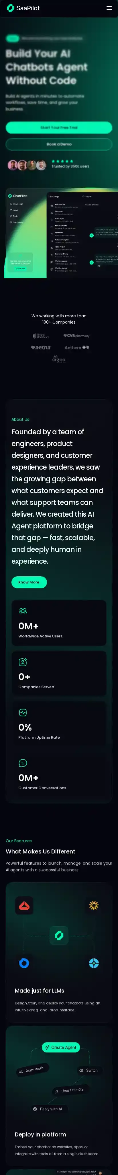 Saapilot - Tech home page on mobile