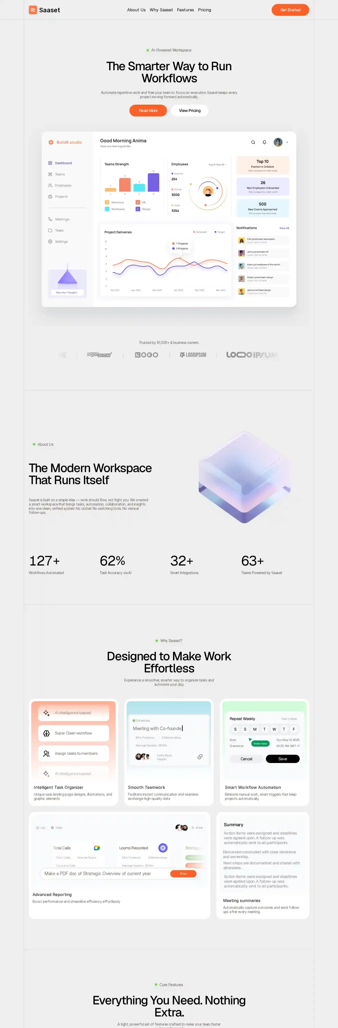 Saaset home page on desktop