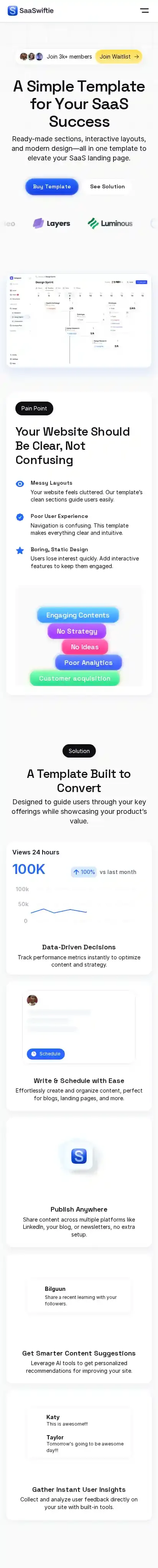 SaaSwiftie home page on mobile