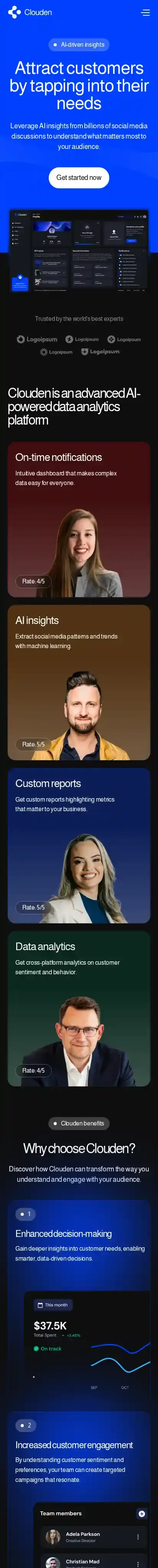 Saasy home page on mobile