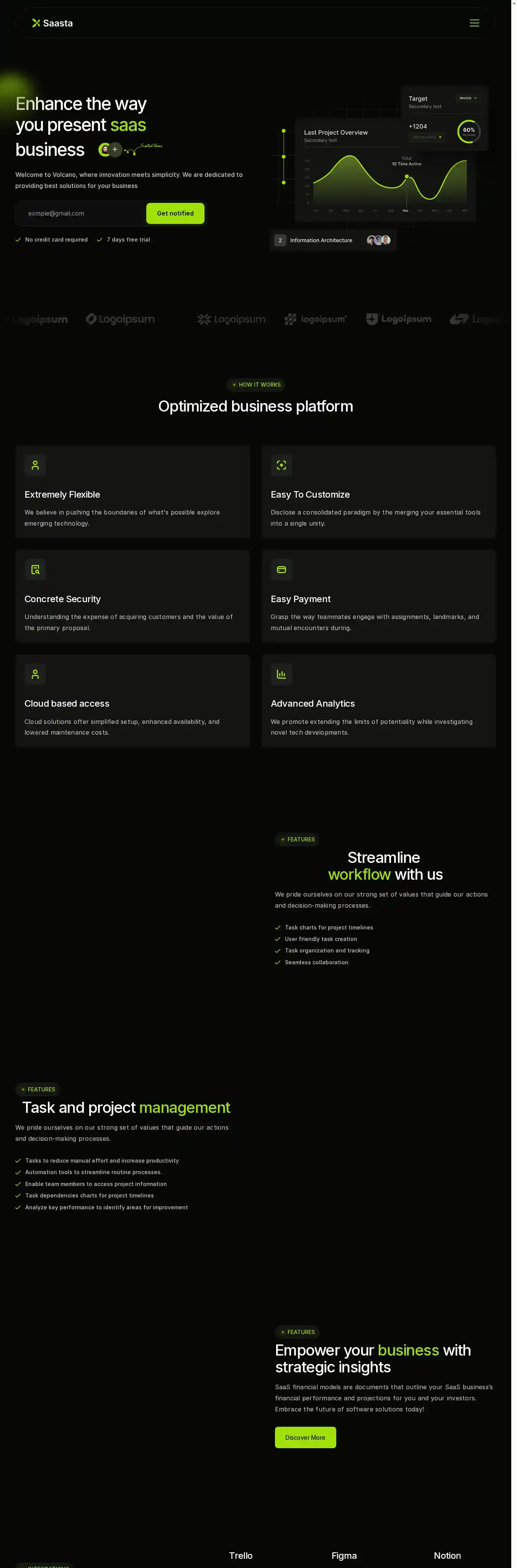 Saata Website home page on desktop