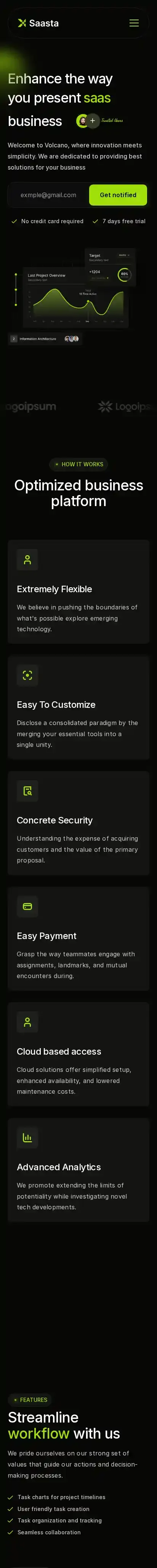 Saata Website home page on mobile