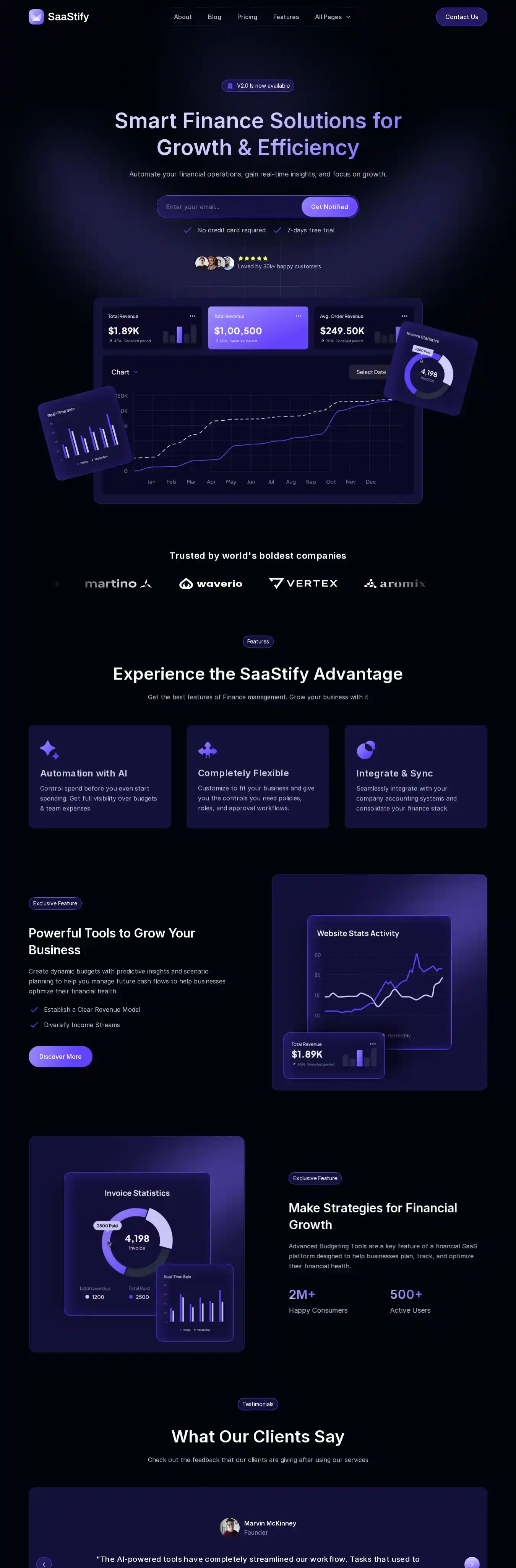Saatify home page on desktop