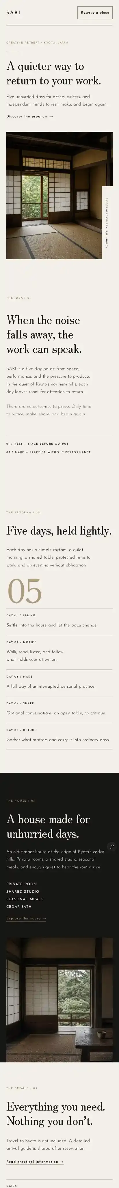 SABI Retreat Site home page on mobile