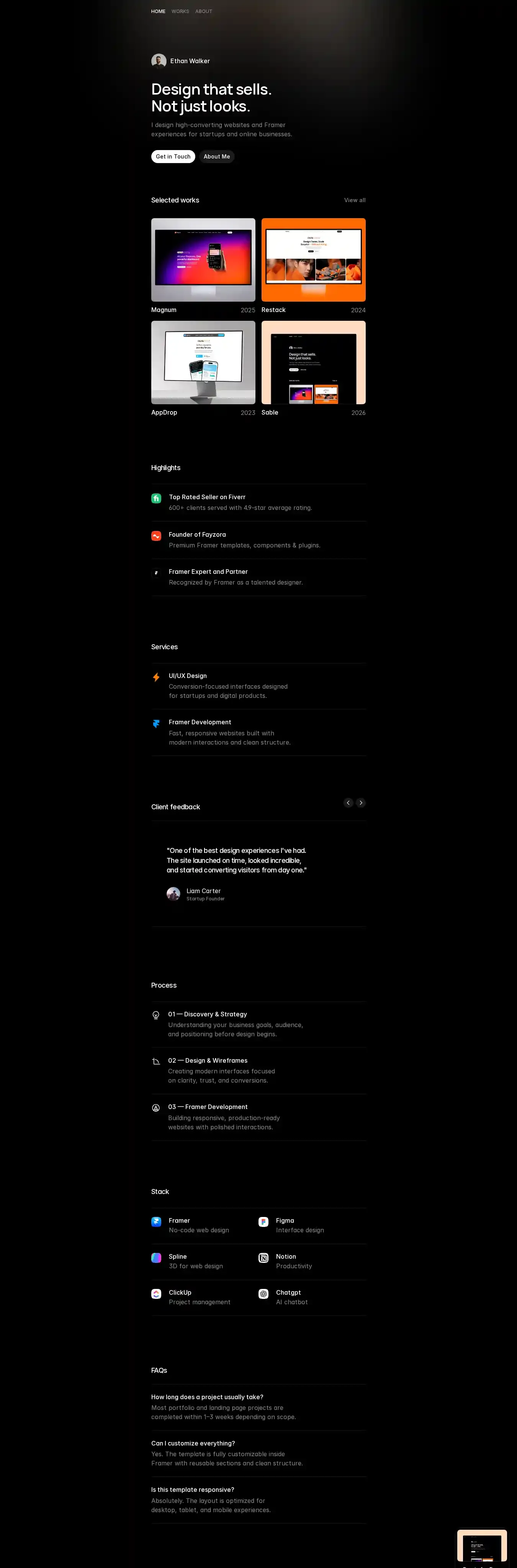 Sable home page on desktop