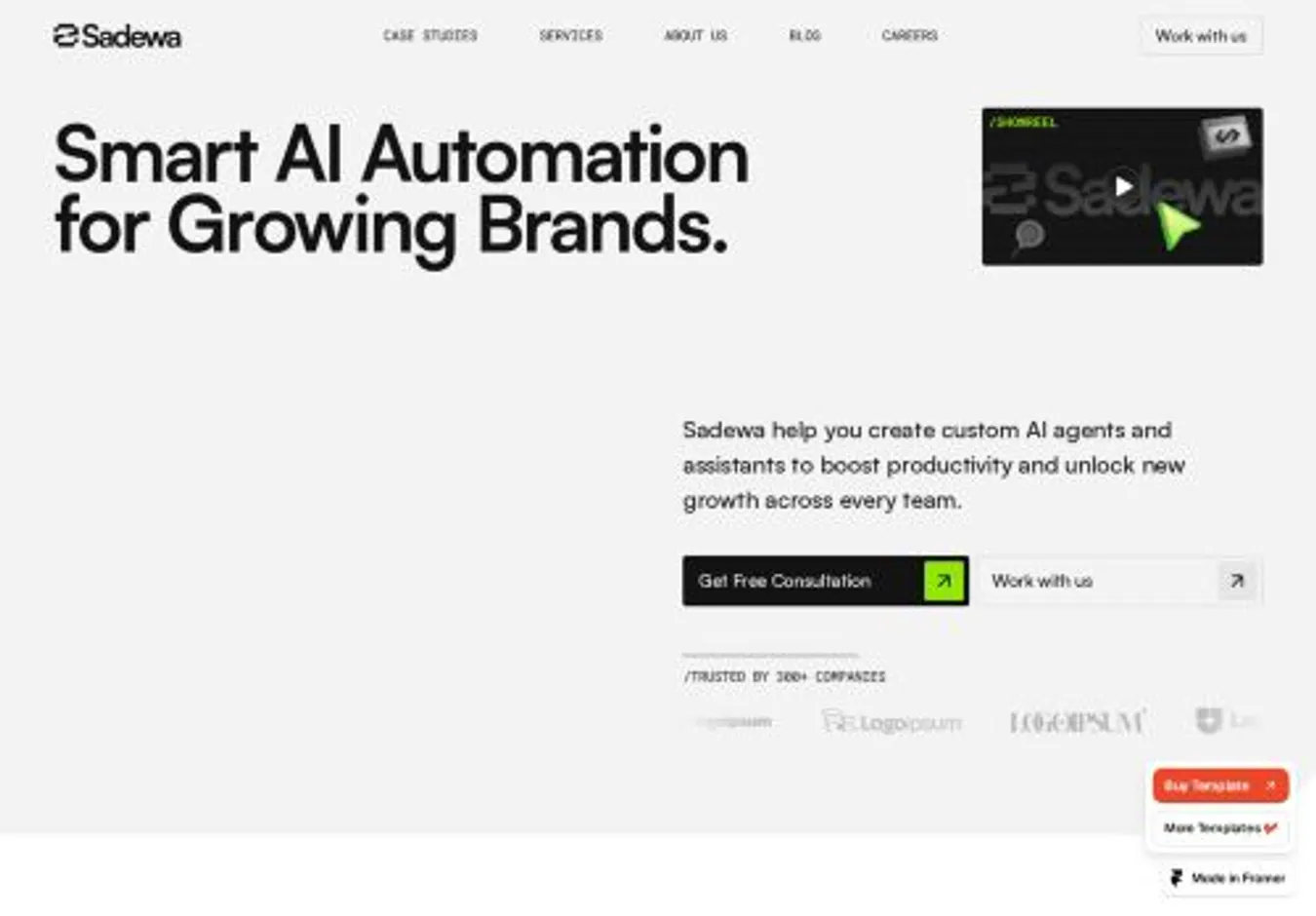 Sadewa home page on desktop