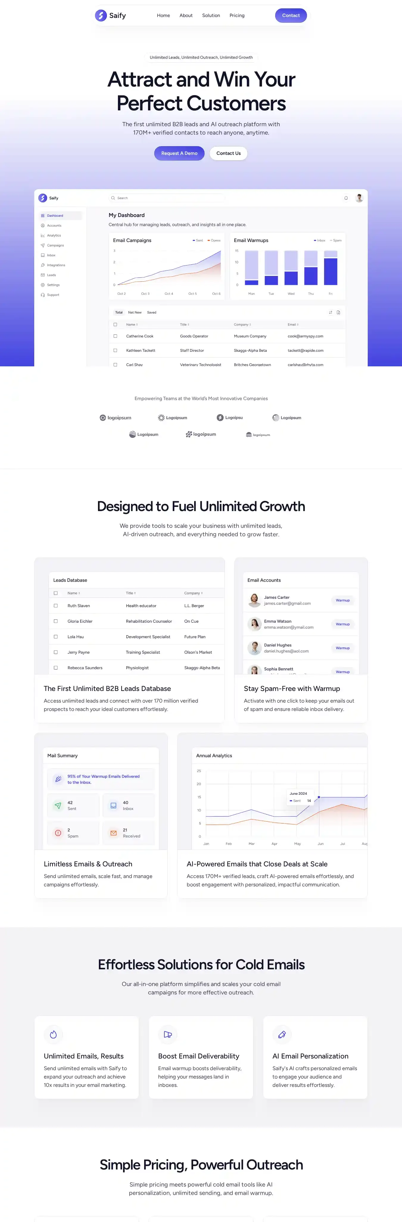 Saify home page on desktop