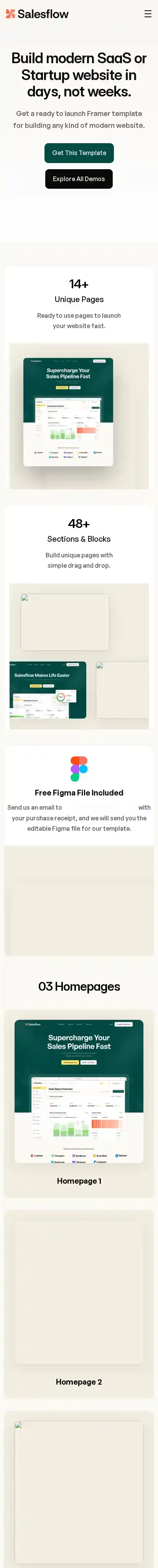 Salesfllow home page on mobile