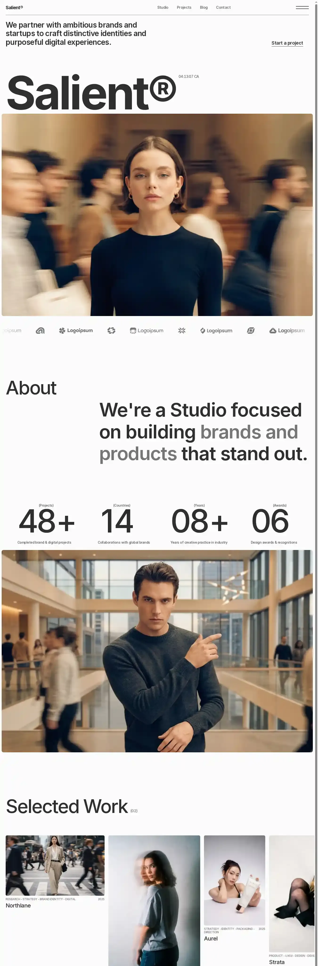 Salient home page on desktop