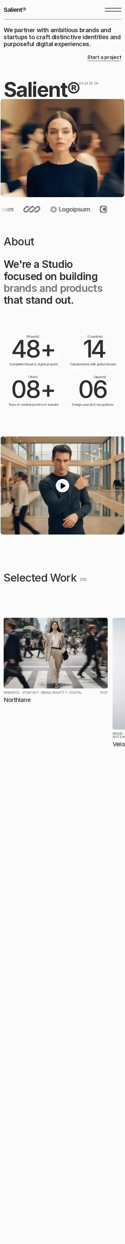 Salient home page on mobile