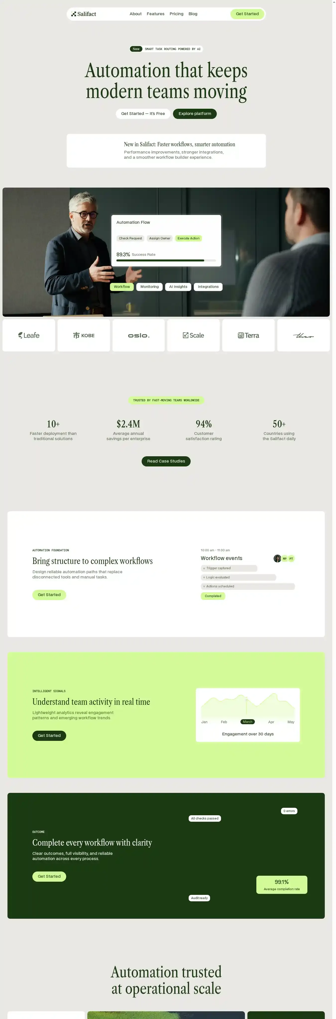 Salifact home page on desktop