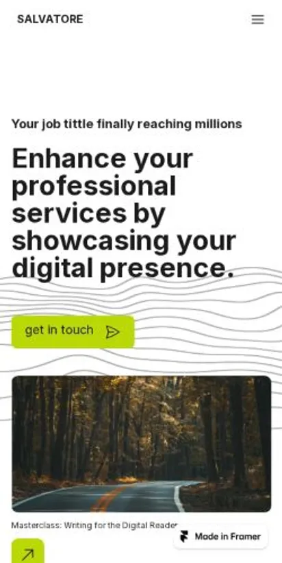 Salvatore home page on mobile