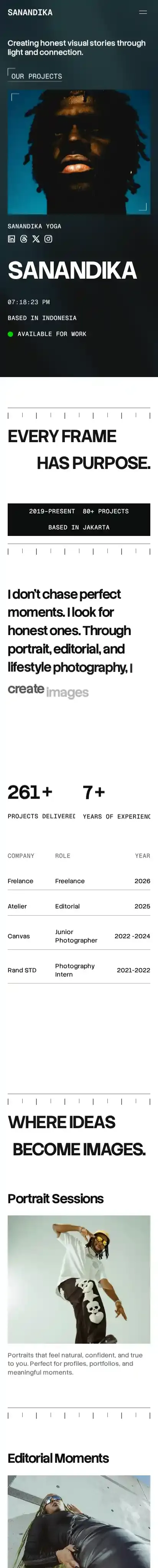 Sanandika home page on mobile