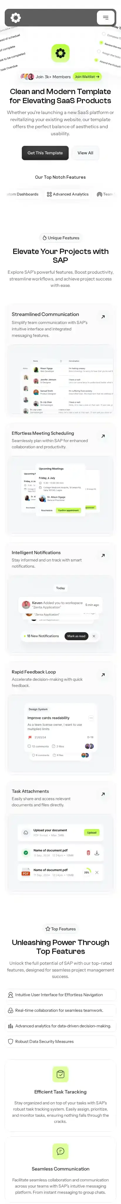 SAP home page on mobile