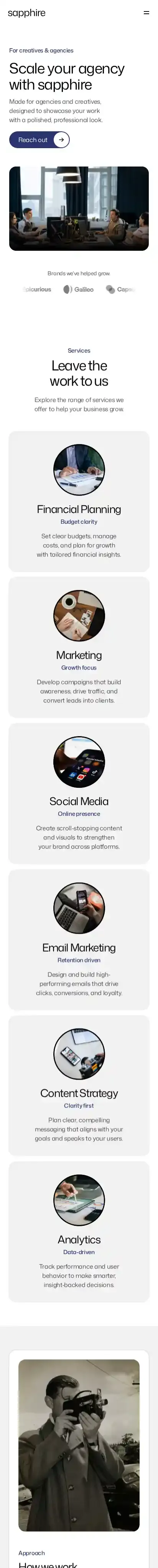 Sapphire home page on mobile