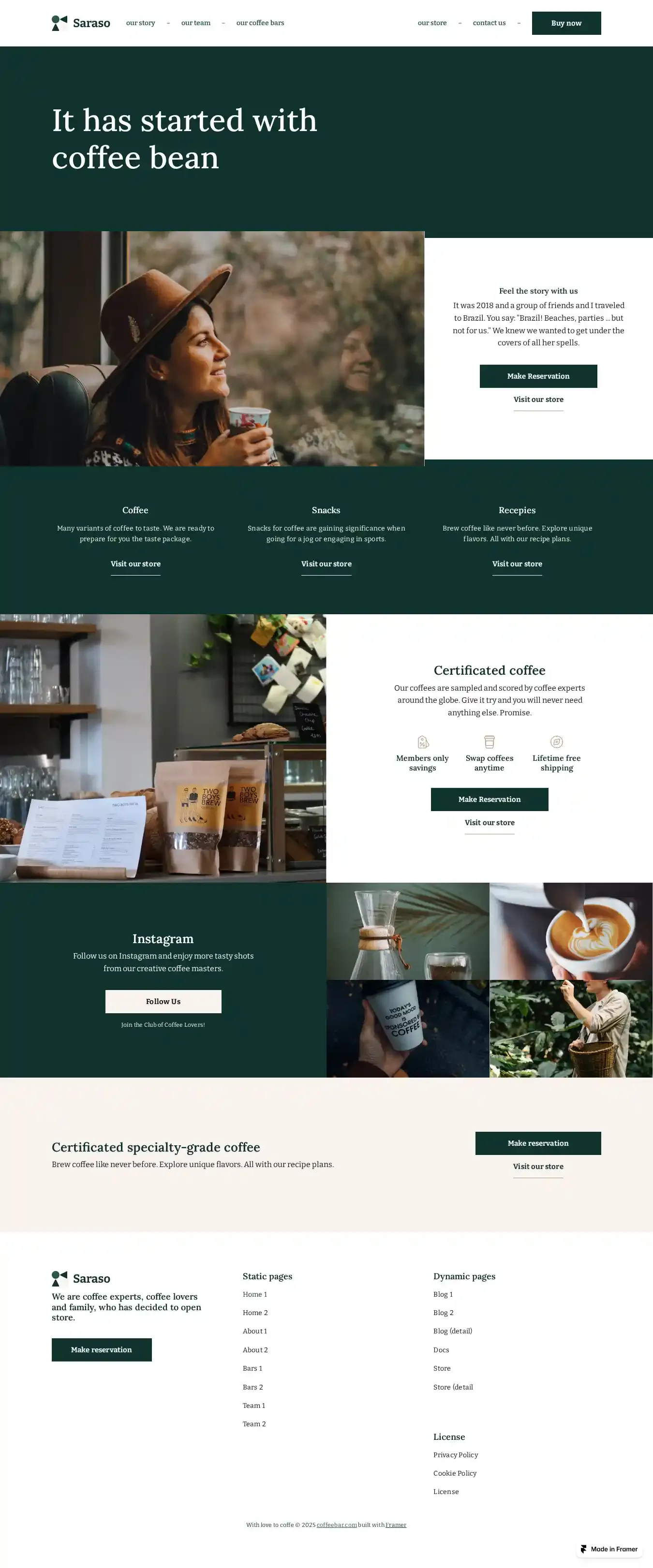 Saraso home page on desktop