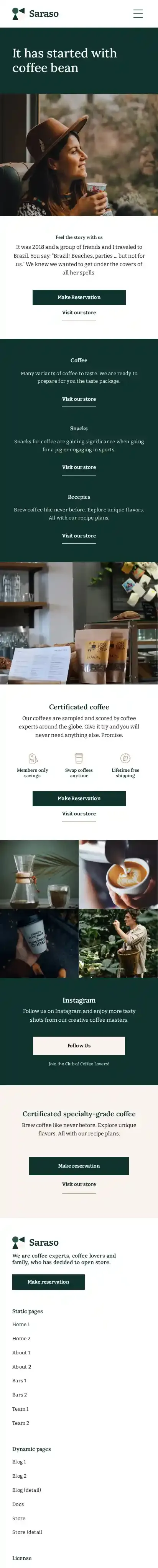 Saraso home page on mobile