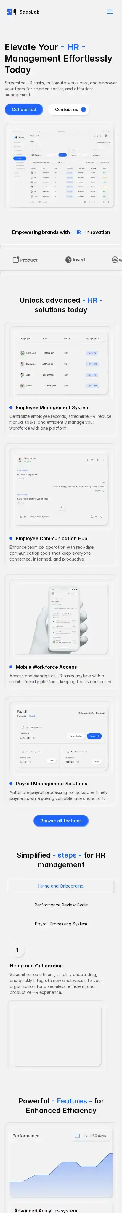 SaSLab home page on mobile