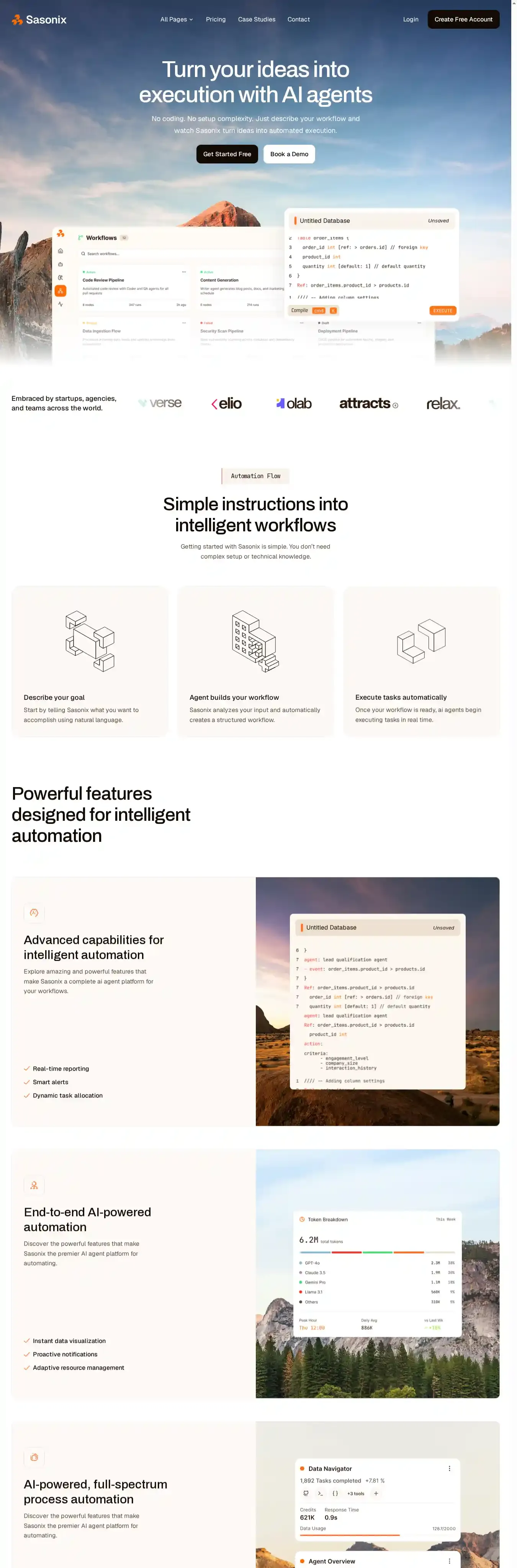 Sasonix home page on desktop