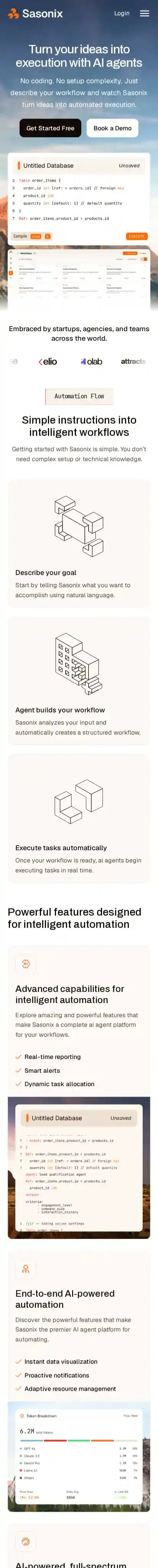 Sasonix home page on mobile