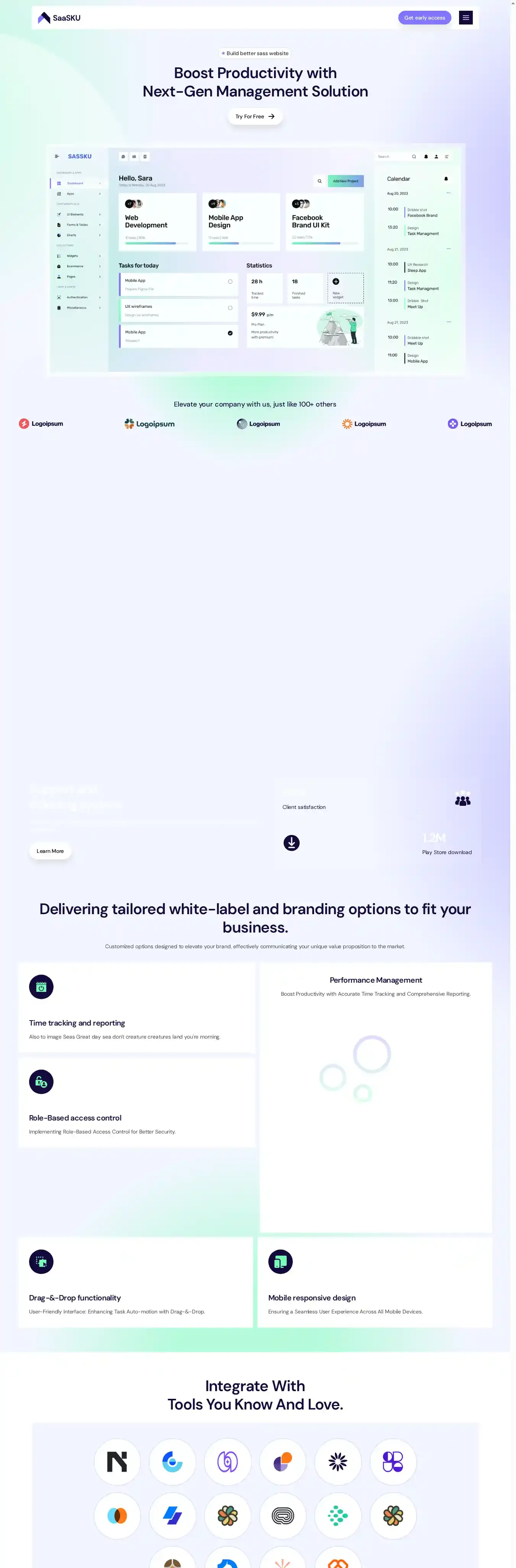Sassku home page on desktop