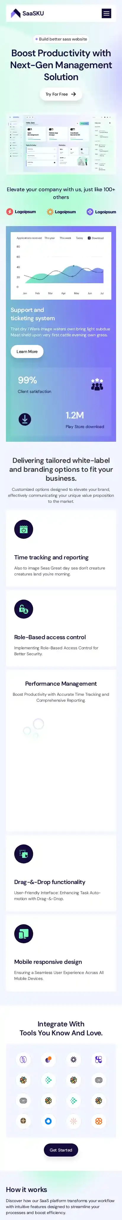 Sassku home page on mobile