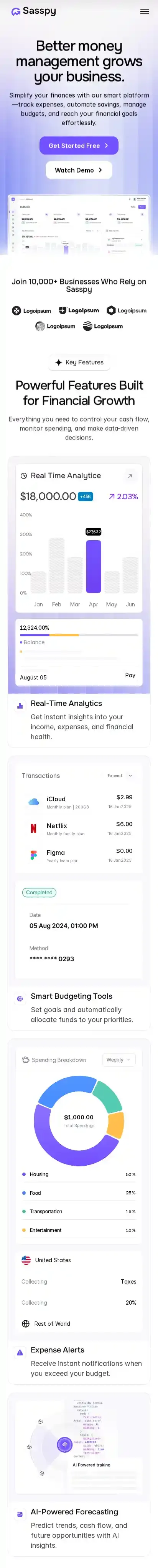 Sasspy home page on mobile