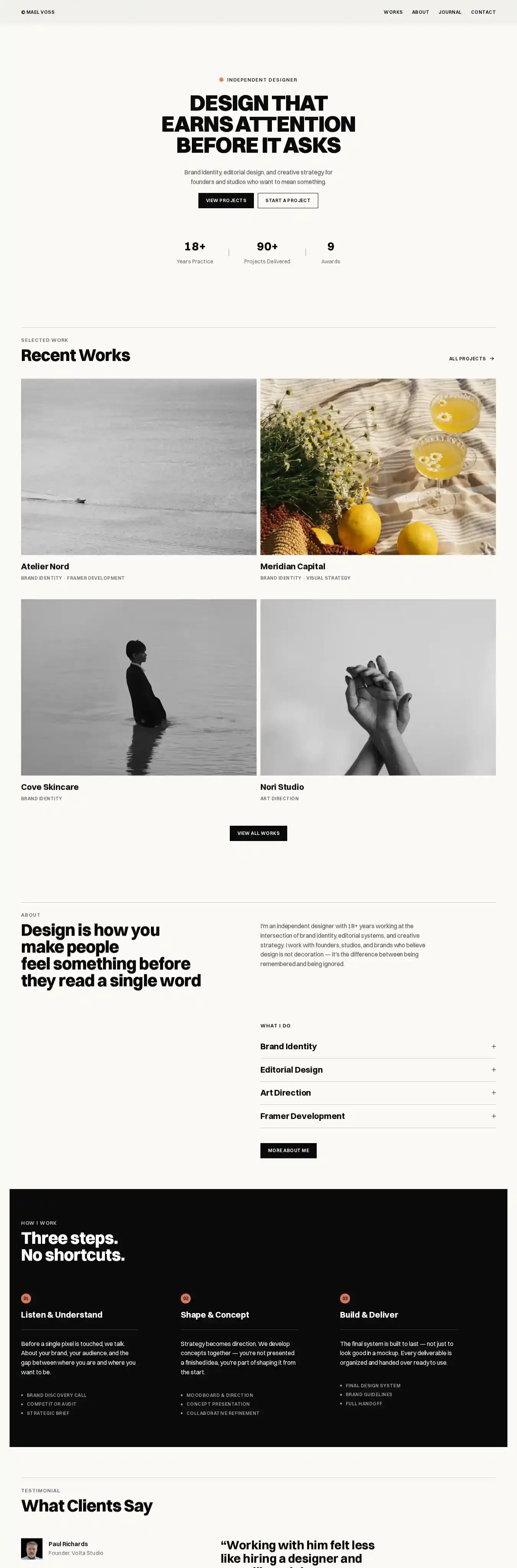 Satz home page on desktop