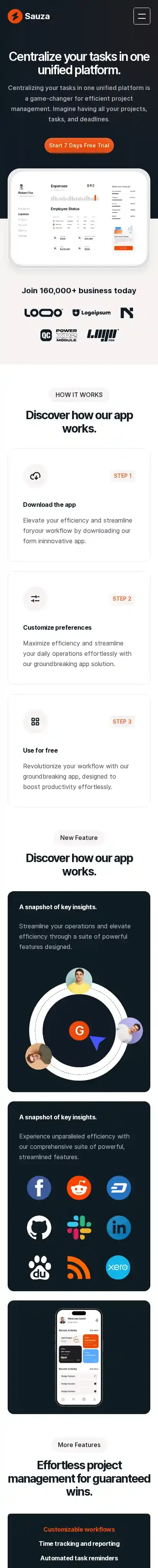 Sauza home page on mobile