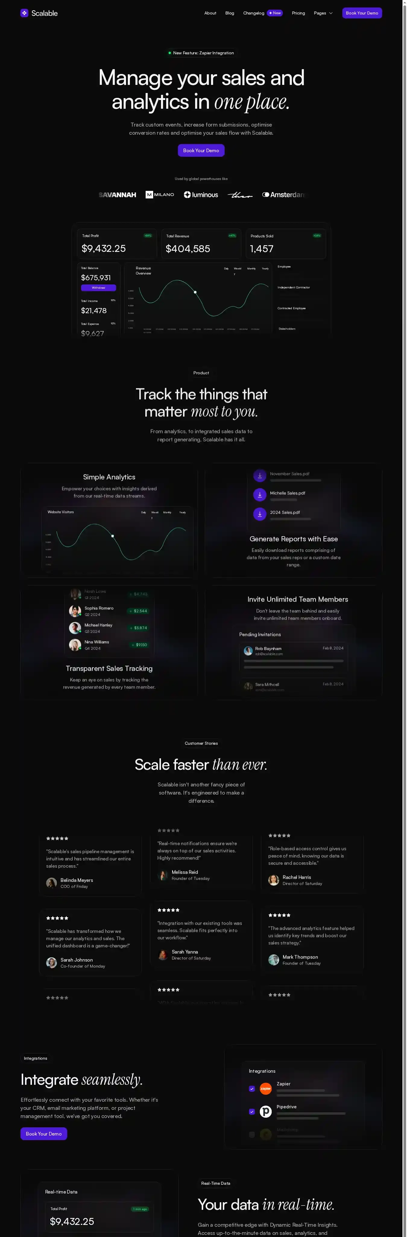 Scalable home page on desktop