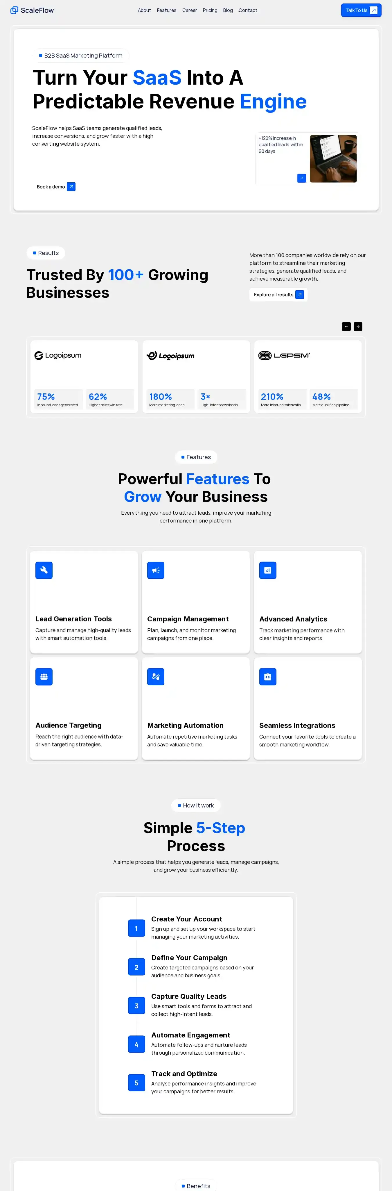 ScaleFlow B2B home page on desktop