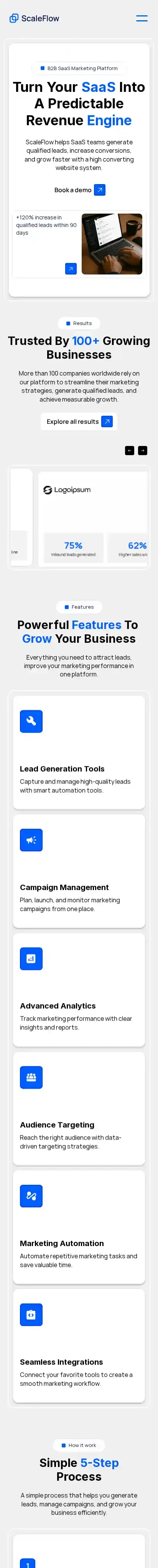 ScaleFlow B2B home page on mobile