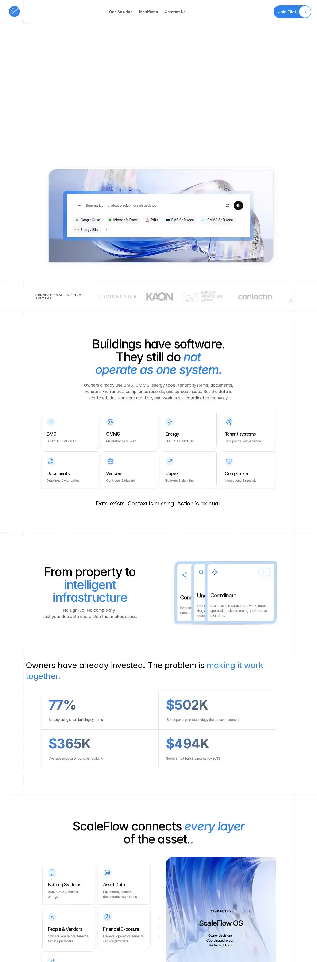 Scaleflow OS home page on desktop