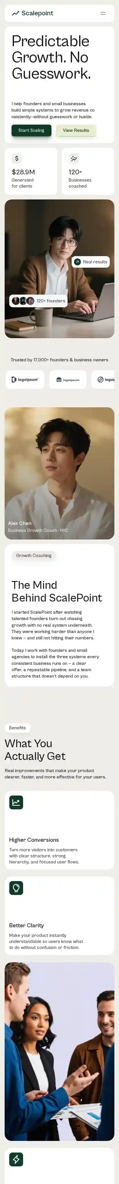 Scalepoint home page on mobile