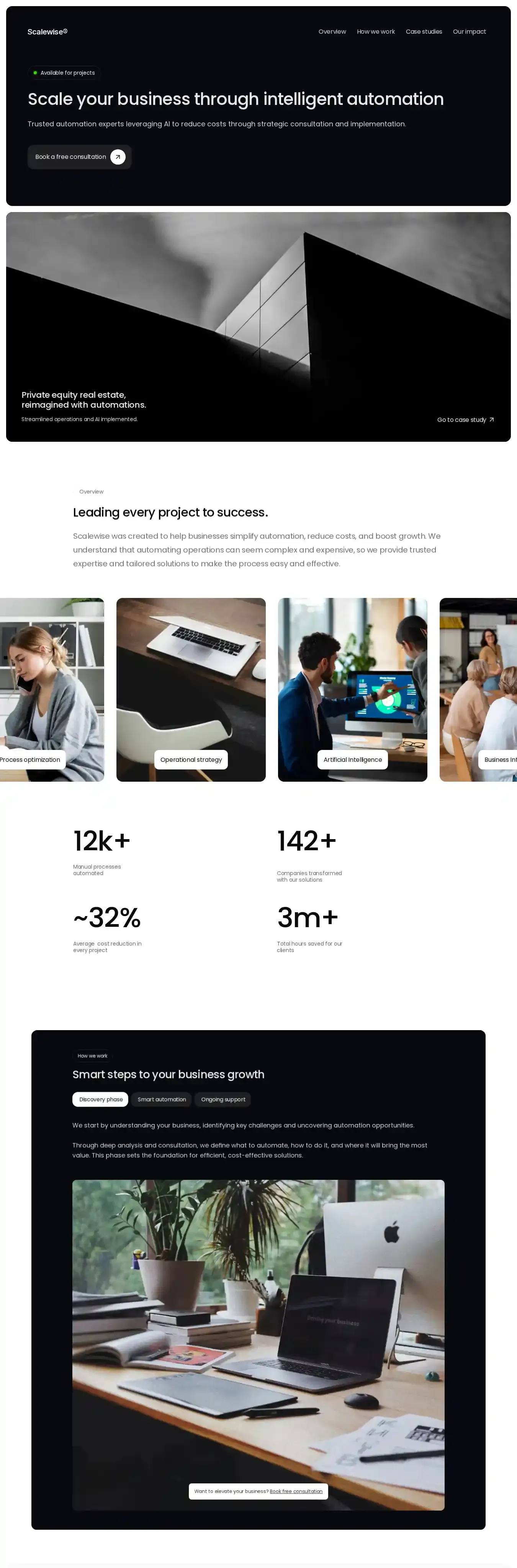 Scalewise home page on desktop