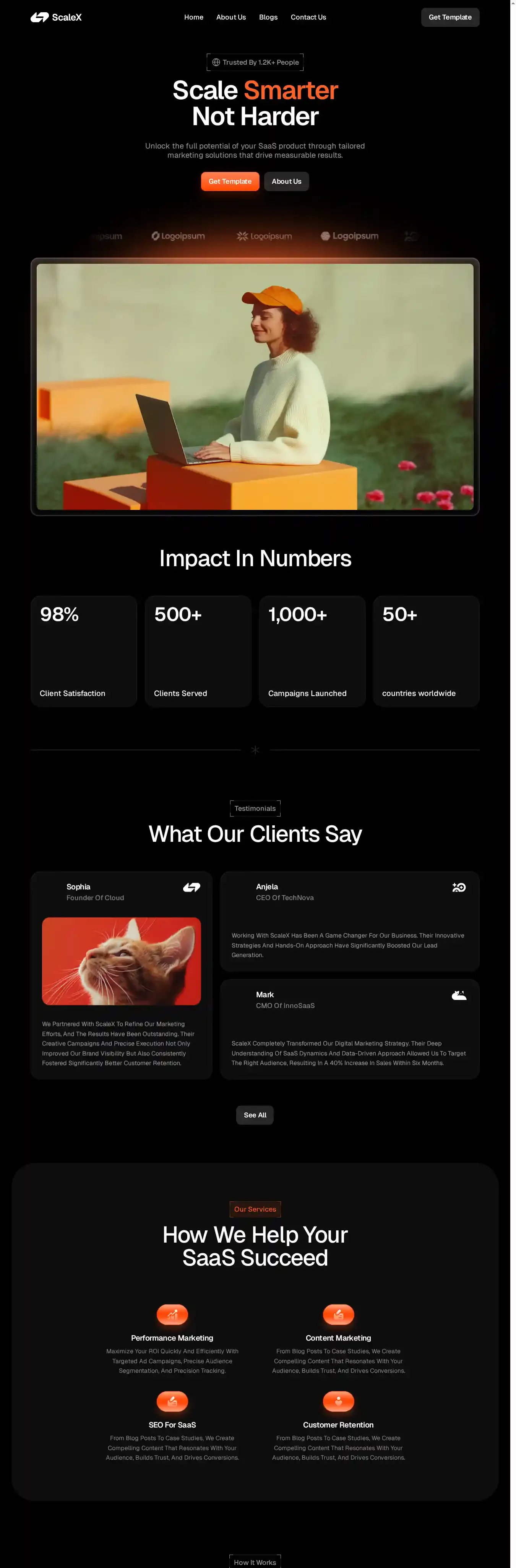 ScaleX home page on desktop
