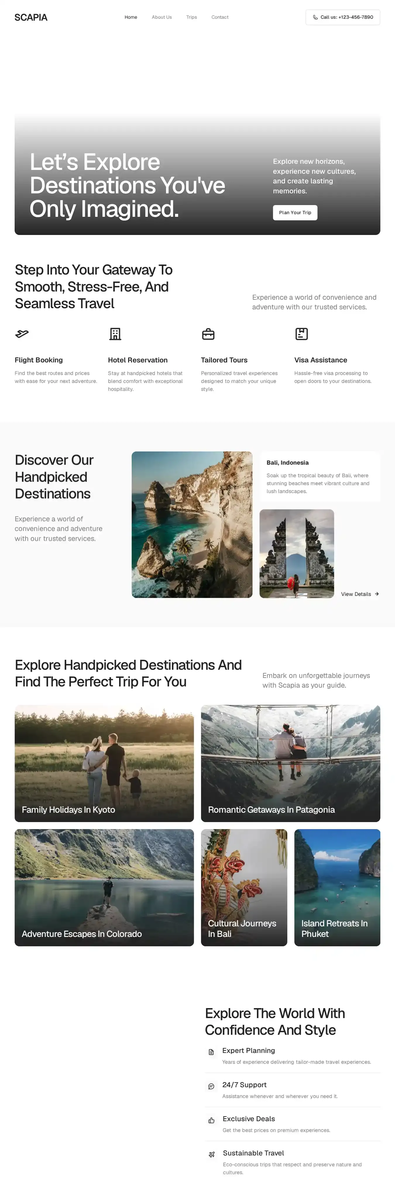 Scapia home page on desktop
