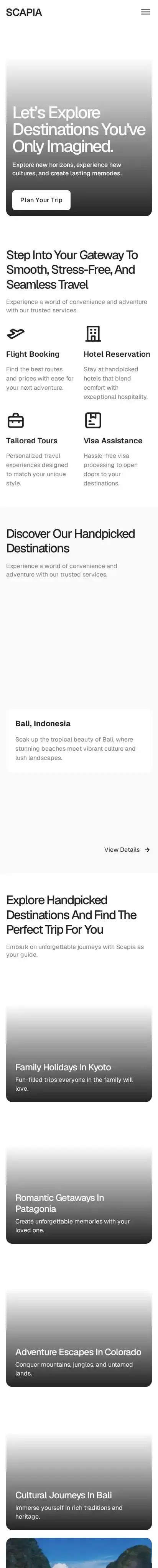 Scapia home page on mobile