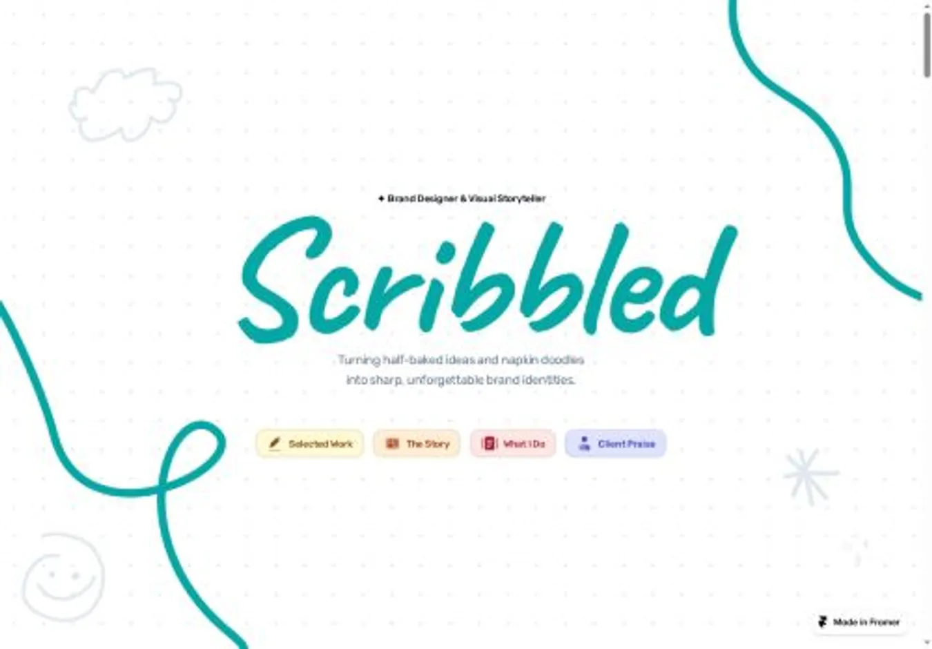 Scribbled home page on desktop