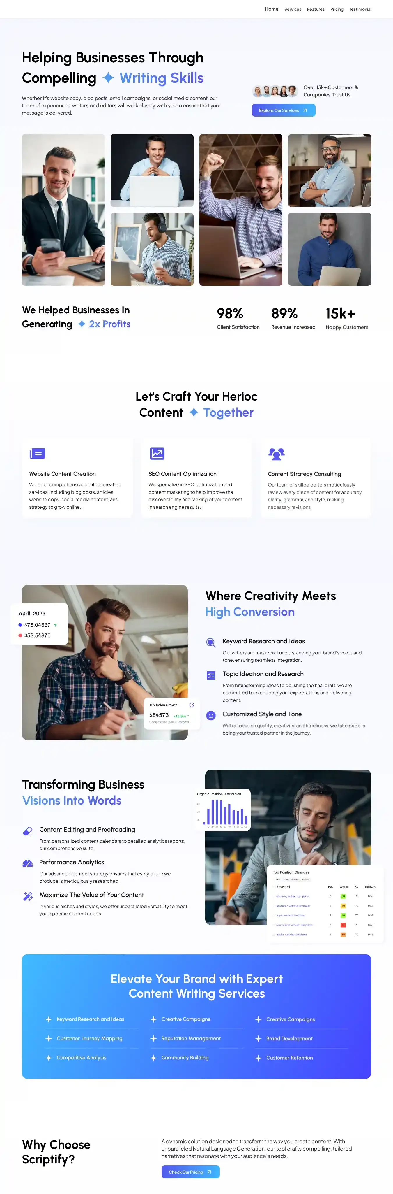 Scriptify home page on desktop