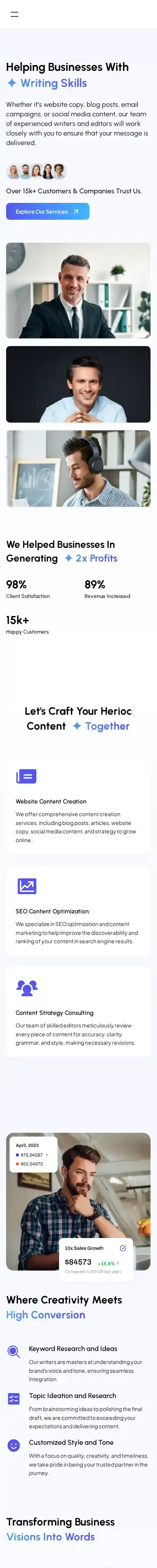 Scriptify home page on mobile