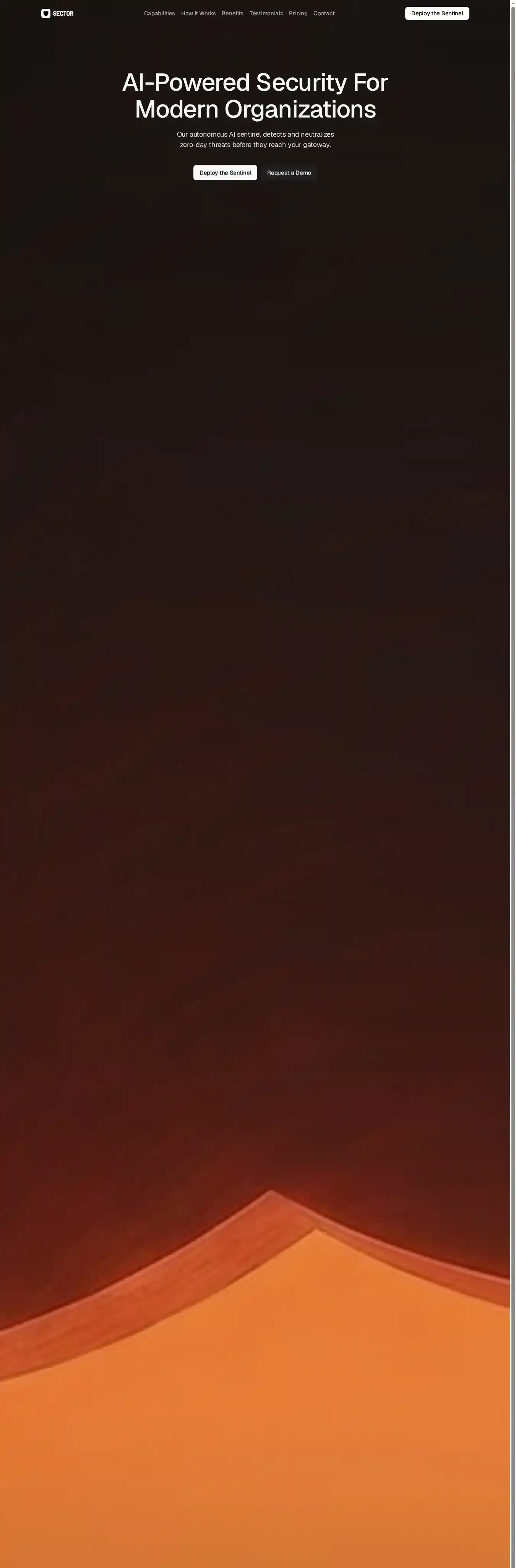 Sector home page on desktop