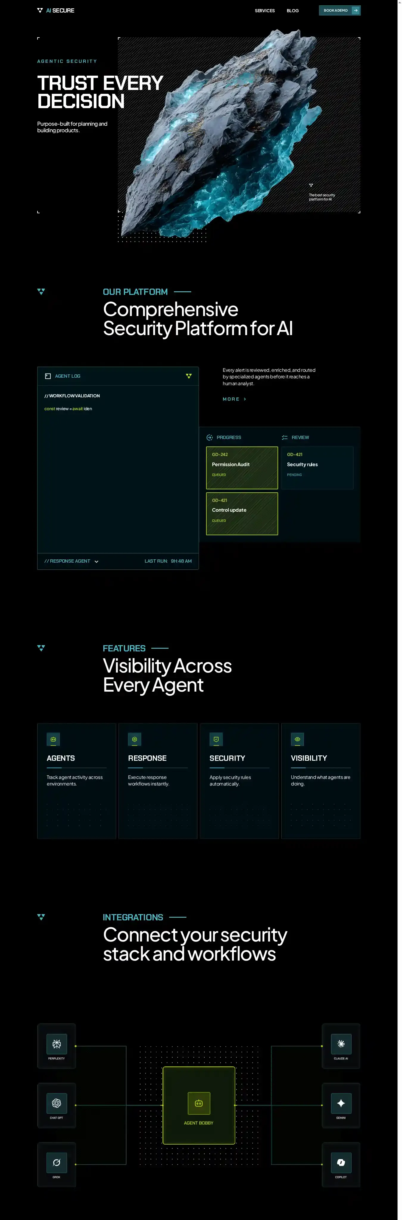 SecureAI home page on desktop