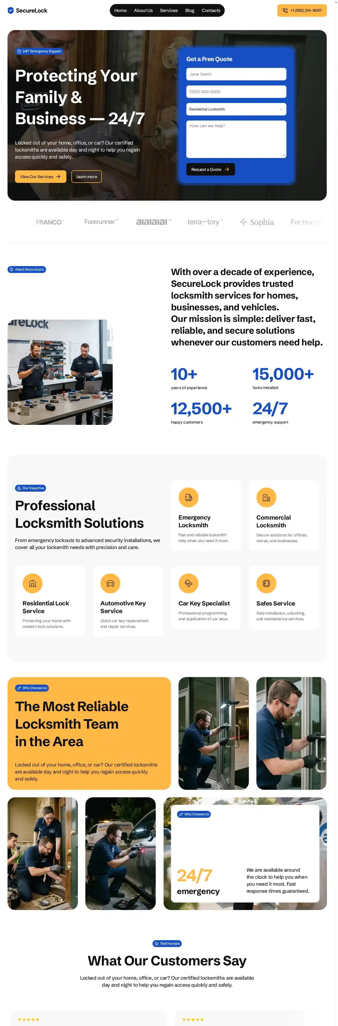 SecureLock home page on desktop