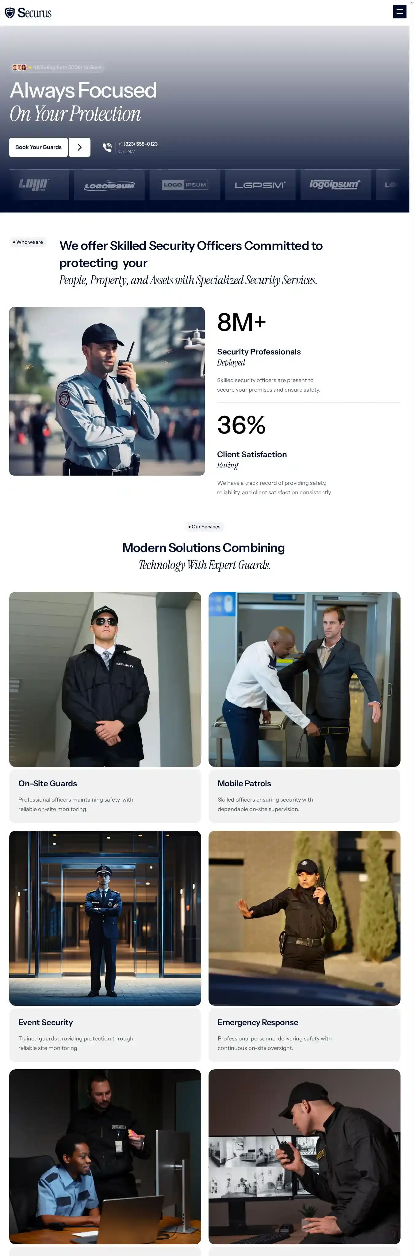 Securus home page on desktop