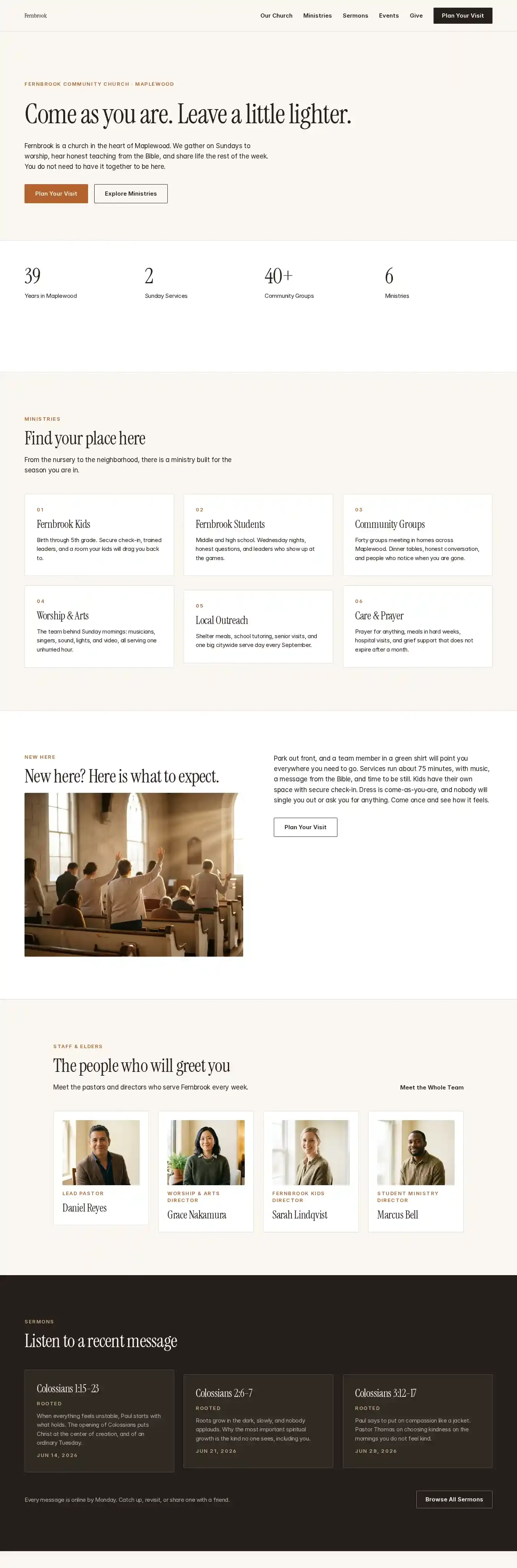 Selah home page on desktop
