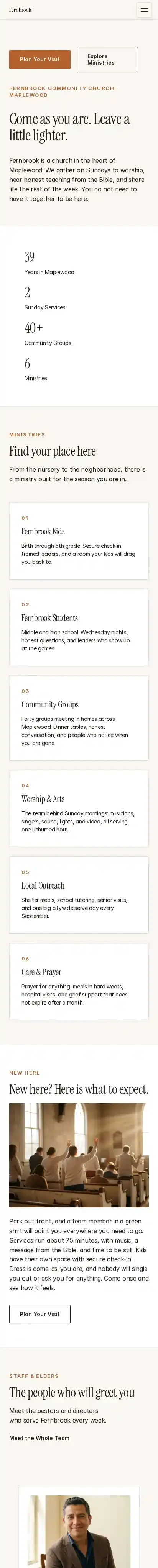 Selah home page on mobile