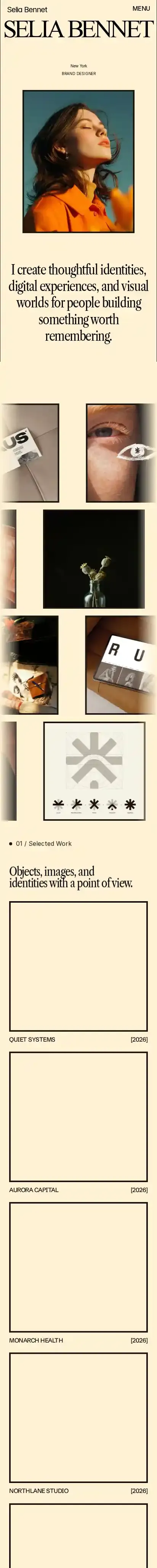 Selia home page on mobile
