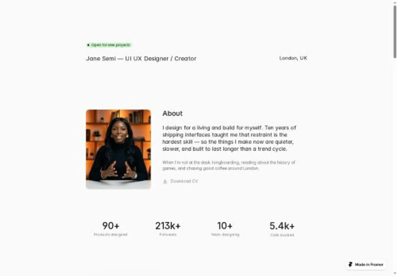 Semilancer home page on desktop